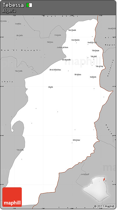 Gray Simple Map of Tebessa