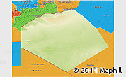 Physical 3D Map of Tendouf, political outside
