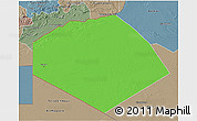 Political 3D Map of Tendouf, semi-desaturated