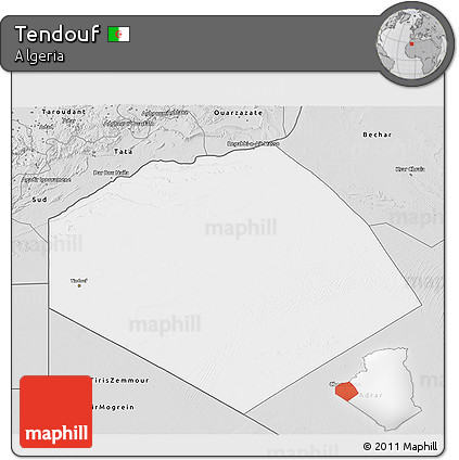 Silver Style 3D Map of Tendouf
