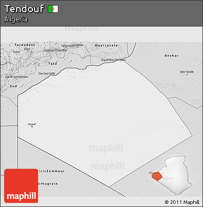 Silver Style 3D Map of Tendouf