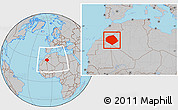 Gray Location Map of Tendouf, within the entire country