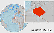 Gray Location Map of Tendouf, hill shading