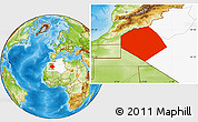 Physical Location Map of Tendouf, highlighted country