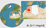 Satellite Location Map of Tendouf, highlighted country, within the entire country