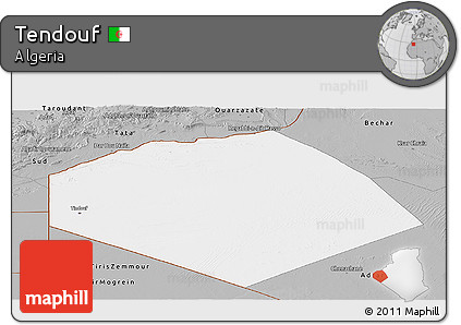 Gray Panoramic Map of Tendouf