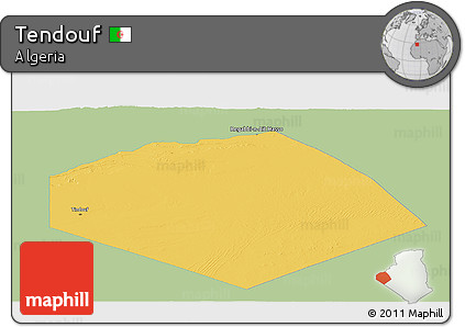Savanna Style Panoramic Map of Tendouf, single color outside
