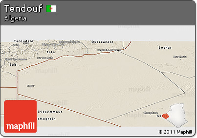 Shaded Relief Panoramic Map of Tendouf