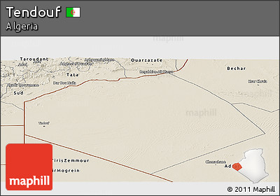 Shaded Relief Panoramic Map of Tendouf