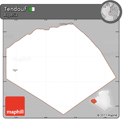 Gray Simple Map of Tendouf, cropped outside