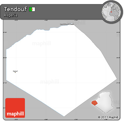 Gray Simple Map of Tendouf, single color outside
