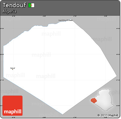 Gray Simple Map of Tendouf, single color outside