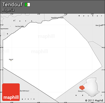 Silver Style Simple Map of Tendouf