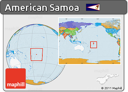 Political Location Map of American Samoa, highlighted continent, within the entire continent