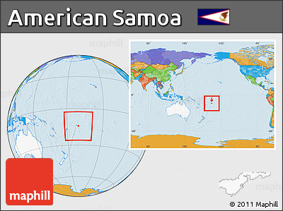 Political Location Map of American Samoa, highlighted continent, within the entire continent