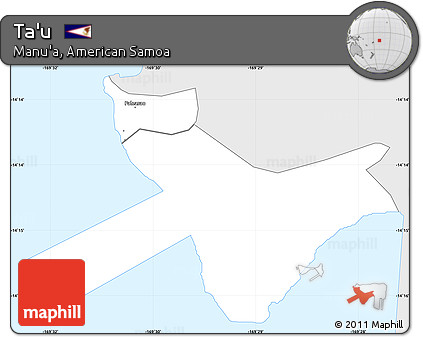 Silver Style Simple Map of Ta'u, single color outside
