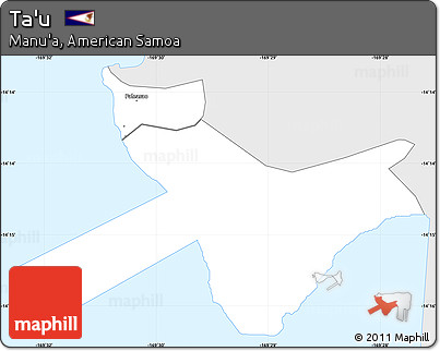 Silver Style Simple Map of Ta'u, single color outside