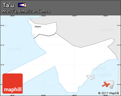 Silver Style Simple Map of Ta'u, single color outside
