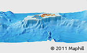 Political Panoramic Map of American Samoa, shaded relief outside, bathymetry sea