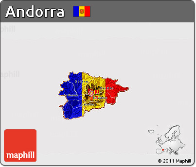 Flag 3D Map of Andorra, flag centered