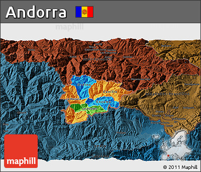 Political 3D Map of Andorra, darken