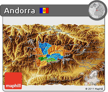 Political 3D Map of Andorra, physical outside
