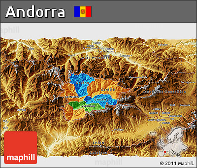 Political 3D Map of Andorra, physical outside