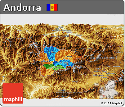 Political 3D Map of Andorra, physical outside