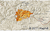 Political Shades 3D Map of Andorra, shaded relief outside