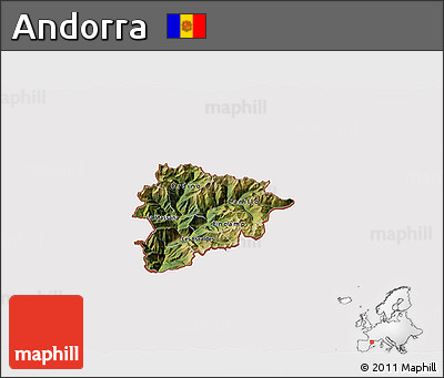 Satellite 3D Map of Andorra, cropped outside
