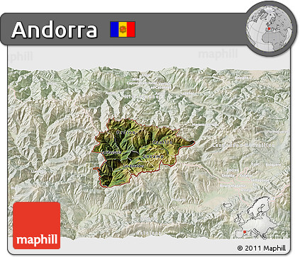Satellite 3D Map of Andorra, lighten