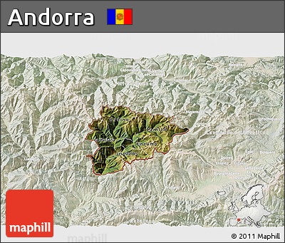 Satellite 3D Map of Andorra, lighten