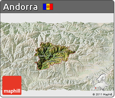 Satellite 3D Map of Andorra, lighten