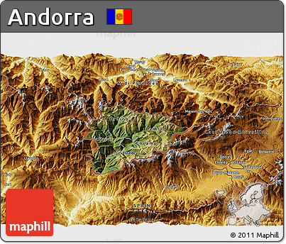Satellite 3D Map of Andorra, physical outside