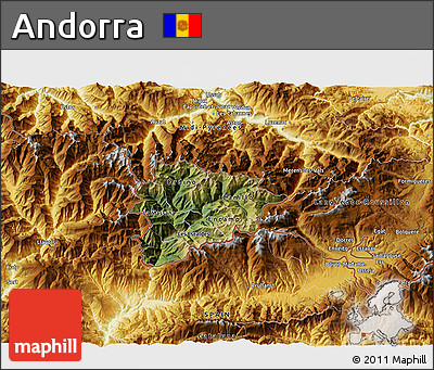 Satellite 3D Map of Andorra, physical outside