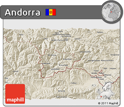 Shaded Relief 3D Map of Andorra