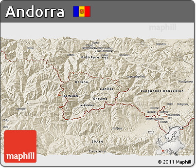 Shaded Relief 3D Map of Andorra