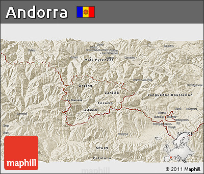 Shaded Relief 3D Map of Andorra