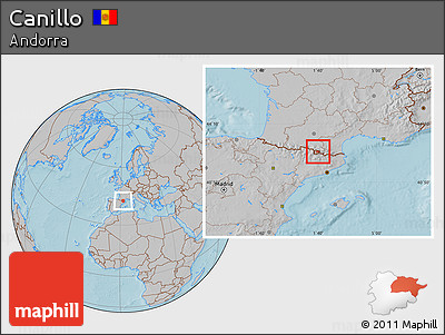 Gray Location Map of Canillo, hill shading