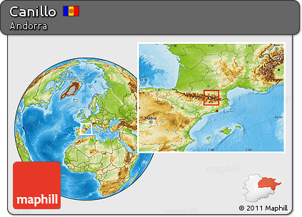 Physical Location Map of Canillo, highlighted country