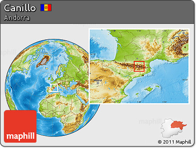 Physical Location Map of Canillo, highlighted country