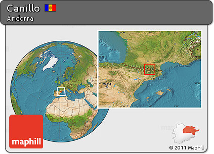 Satellite Location Map of Canillo