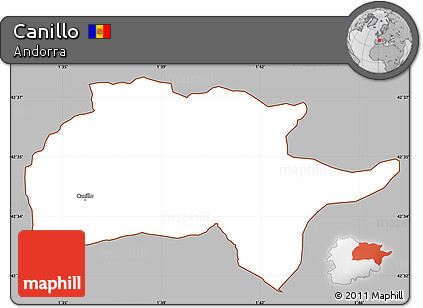 Gray Simple Map of Canillo, cropped outside