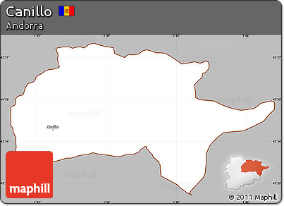 Gray Simple Map of Canillo, cropped outside