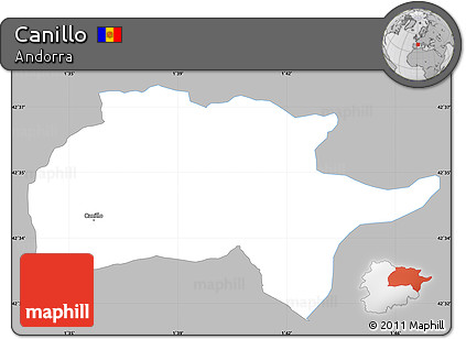 Gray Simple Map of Canillo, single color outside