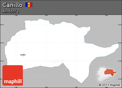 Gray Simple Map of Canillo, single color outside