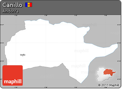 Gray Simple Map of Canillo, single color outside