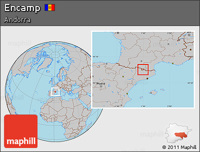 Gray Location Map of Encamp, highlighted country
