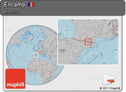 Gray Location Map of Encamp, hill shading
