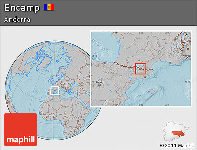 Gray Location Map of Encamp, hill shading